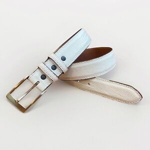 JACOB HILL WHITE REAL GENUINE LIZARD SKIN BELT